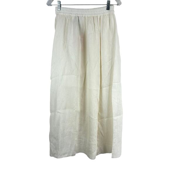 La Ligne NWT Crinkle Maxi Skirt Cream Color Size S Pull-On Waist Side Pockets - Picture 2 of 9